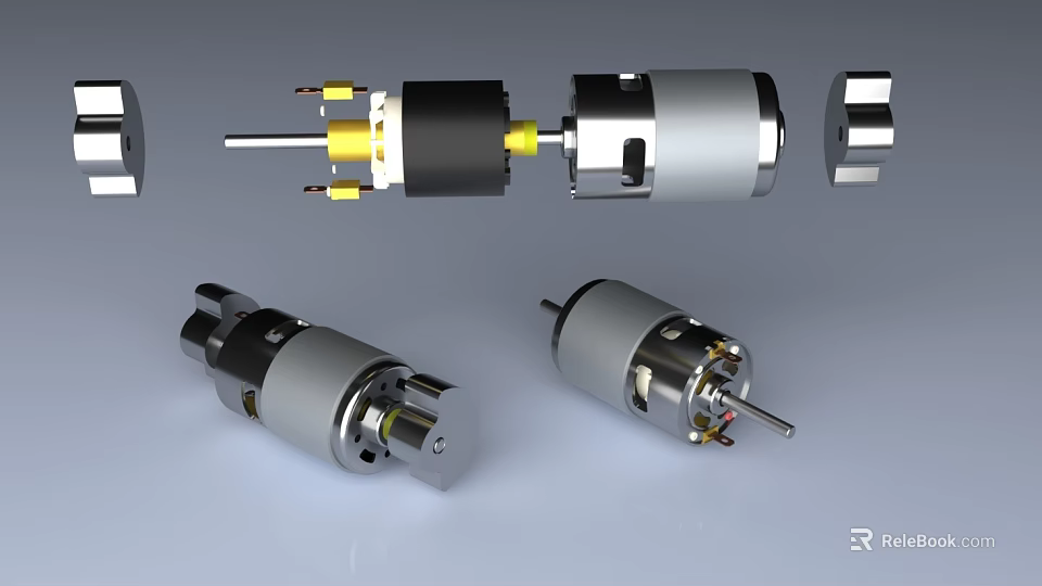 High Precision Industrial Motor Components With Metal Parts In Multiple Angle Views 3d model 