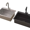 Stainless Steel Kitchen Sinks With Silver And Black Finish And Faucets