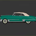 Classic Green Convertible Car With White Top And Chrome Vintage Design Details