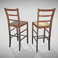 Two Rustic Wooden Bar Stools With Woven Seat And Ladder Back Frame Design