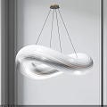 White Infinity Symbol Shape Chandelier Hanging With Black Cords In Modern Interior