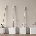 Home Bathroom Cleaning Tools Storage Set With Four White Buckets Mop And Toilet Brush