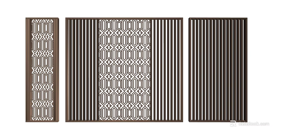 Modern Room Divider Designs With Geometric Patterns And Vertical Stripes For Interior Decor 3d model