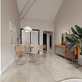 Modern Living Room With Curved Sofa Round Coffee Table And Chandelier