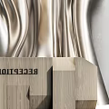 Reception Background Wall With Silver Metallic Wavy Texture And Wooden Desk 3d model