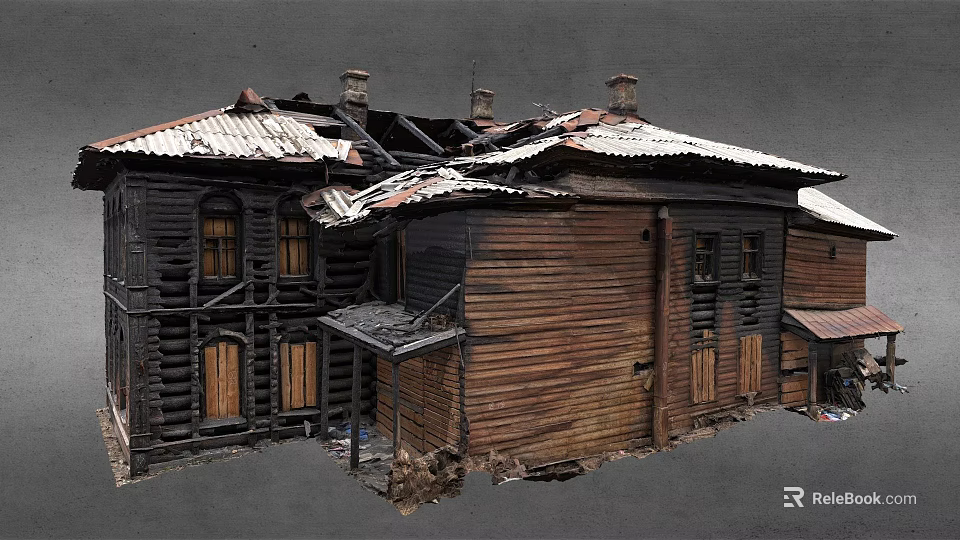 Ancient Wooden Architecture With Traditional Roof Structure And Wooden Windows Design 3d model 