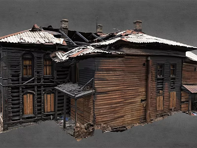 Ancient Wooden Architecture With Traditional Roof Structure And Wooden Windows Design 3d model