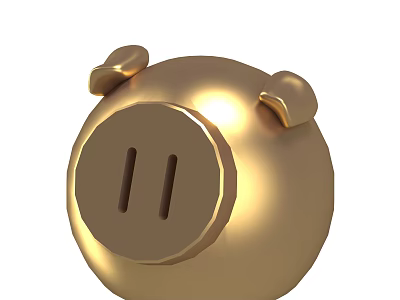 Decorative Ornament Set Featuring Shiny Golden Piggy Bank for Home Decor 3d model