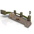 Rustic Stone Bridge With Decorative Pillars Green Accents And Stone Paved Ground