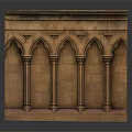 Gothic Style Carved Stone Structure With Arched Openings And Decorative Columns 3d model