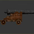 Vintage Antique Cannon With Metal Barrel And Wooden Carriage On Wheels