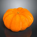 Fresh Healthy Ripe Orange Pumpkin Single Whole Vegetable on Dark Background