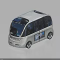 White Modern Car with Large Transparent Windows and NOVA Branding for Urban Transport