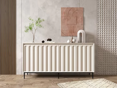 Modern Side Cabinet Cream Side Cabinet Entrance Cabinet 3d model