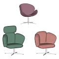 Modern Colorful Armchairs With Round Design And Metal Base For Living Room