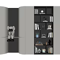 Modern Bookcase With Shelves Books Decorative Items Photo Frames And Lighting
