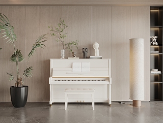 Modern Piano White Piano Floor Lamp 3d model