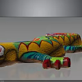 Colorful Lizard Shaped Plush Furniture Pillow With Vibrant Patterns And Red Toes