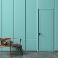 Colorful Hinged Doors In Orange Blue Gray Brown With Wall And Chair Interior Design