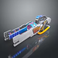 Futuristic Sci Fi Weapon With Blue Energy Core Silver Barrel And Yellow Accents
