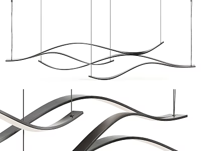 Stylish Modern Curved Wave Metal Chandelier Design For Contemporary Interiors 3d model