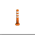 Orange And White Striped Traffic Bollard As Public Facility In Parking Area