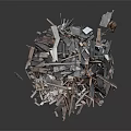 Pile of Various Metal Building Components with Mixed Shapes and Sizes
