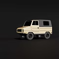 Beige Compact Off-Road Car With Gray Roof And Rugged Tires Design