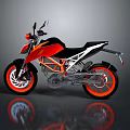 Stylish Modern Motorcycle With Black And Orange Body Sporty Wheels And Reflective Surface