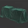 Mysterious Long Object Covered With Dark Draped Fabric On Gray Background