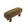 Modern Camel Velvet Upholstered Sofa Stool With Thick Cylindrical Legs For Elegant Home Decoration