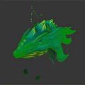 Turquoise Dragon 3D Model Game Movie Character Flying with Yellow Accents and Orange Underbelly