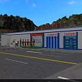 Road Facilities At Mountain Tunnel Entrance With Yellow Barriers And Double Yellow Lines