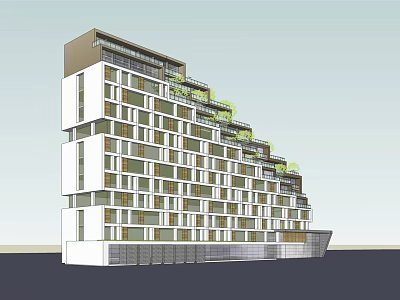 Modern Office Building Exterior With Multiple Floors Green Terraces And Glass Windows 3d model