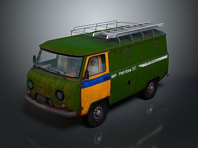 minibus minivan driverless bus school bus van box car 3d model