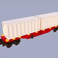 Two Section White Container Freight Function Vehicle With Red Chassis And Wheels For Cargo Transportation