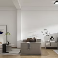 Stylish Modern Apartment Interior With Sofa Coffee Table Artwork Plants And Wooden Floor