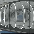 Futuristic Interior Design Featuring Curved White Structures Radiant Lighting And Central 3d model
