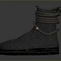 Gray Work Boots With Wrapped Laces And Worn Out Soles For Outdoor Activities