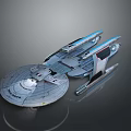 Sci Fi Starship Model Design With Disc Shaped Hull And Blue Engines 3d model