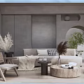 Quiet sofa tea table combination 3d model