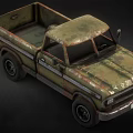 Rusty Vintage Green Truck With Weathered Paint And Open Bed Design