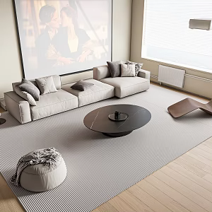Sofa Coffee Table Combination Multi-person Sofa Leisure Sofa Floor Lamp Jewelry Ornaments 3d model