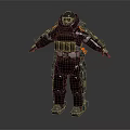 A Man in Black Tactical Protective Suit With Helmet Gear Details Standing In 3D Render