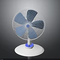 Modern Desktop Electric Fan With White Base And Blue Blades Design