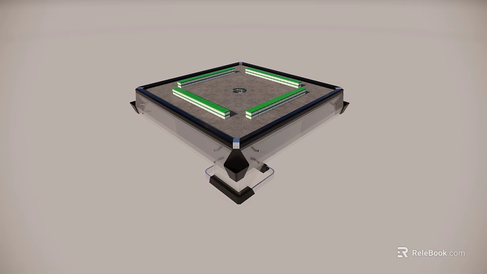 Modern Billiard Style Entertainment Table With Green Felt Surface And Black Frame Structure 3d model