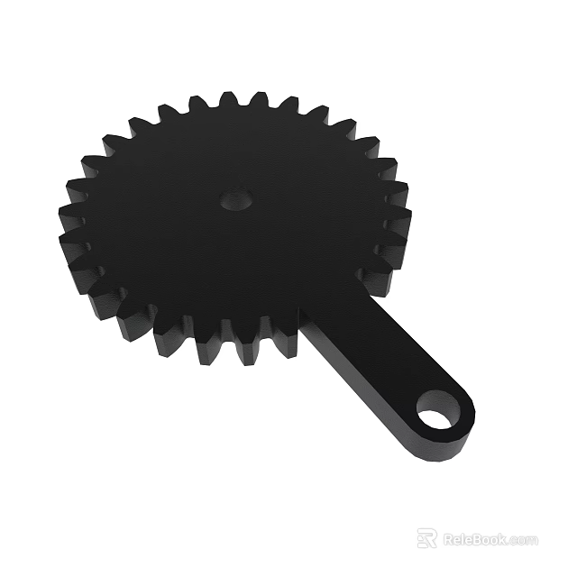 Black Gear Shaped Component With Handle 3d model
