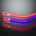 Organ and Hair Structure Models Featuring Red and Purple Tubular Components