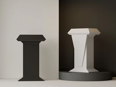 Black And White Stylish Podiums On Light And Dark Backgrounds Display Modern Design 3d model