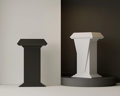 Black And White Stylish Podiums On Light And Dark Backgrounds Display Modern Design 3d model